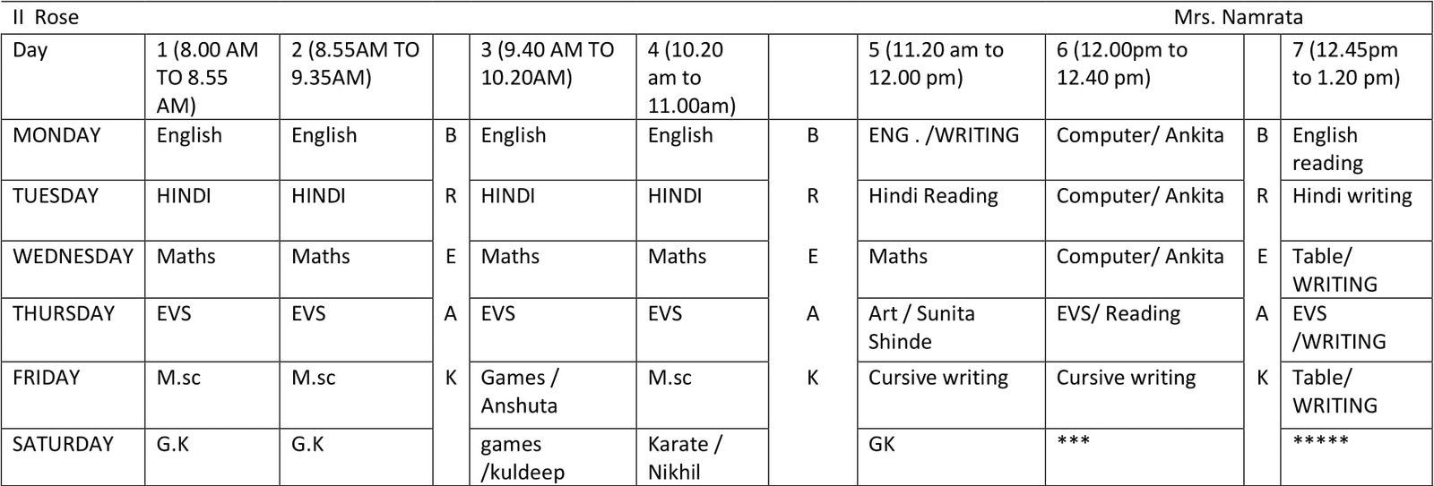 Time Table 2024-25